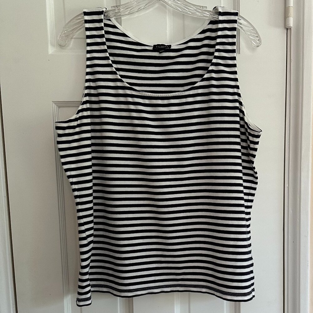 Talbots Scoop Neck Navy & White Tank Top